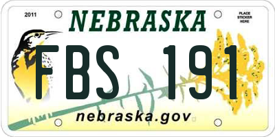 NE license plate FBS191