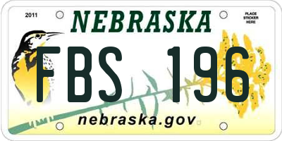 NE license plate FBS196