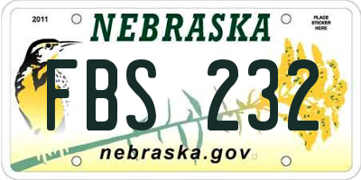 NE license plate FBS232