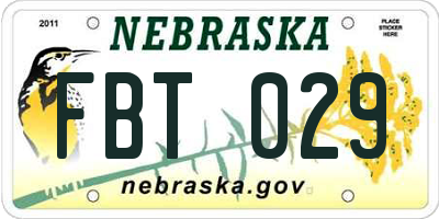 NE license plate FBT029