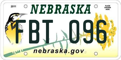 NE license plate FBT096