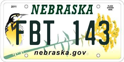 NE license plate FBT143