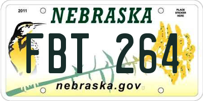 NE license plate FBT264