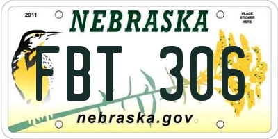 NE license plate FBT306