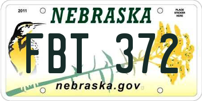 NE license plate FBT372