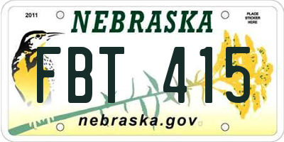 NE license plate FBT415