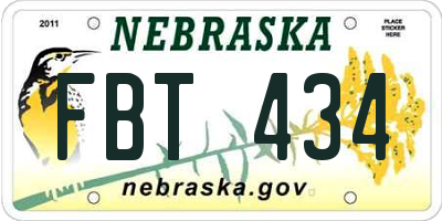 NE license plate FBT434