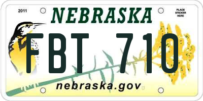 NE license plate FBT710