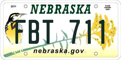 NE license plate FBT711