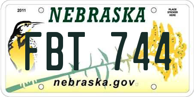 NE license plate FBT744