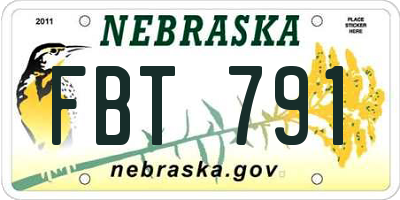 NE license plate FBT791
