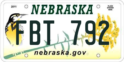 NE license plate FBT792