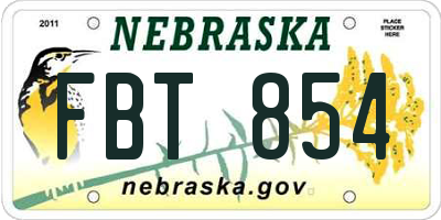 NE license plate FBT854