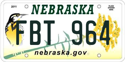 NE license plate FBT964