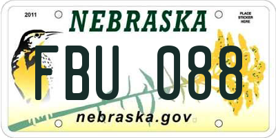 NE license plate FBU088
