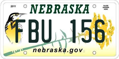 NE license plate FBU156