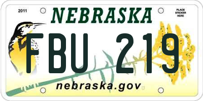 NE license plate FBU219