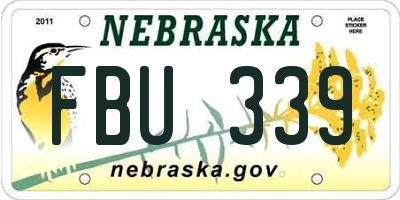 NE license plate FBU339
