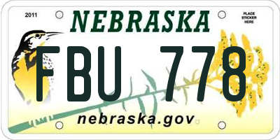 NE license plate FBU778