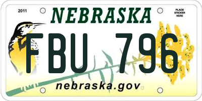 NE license plate FBU796
