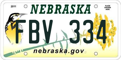 NE license plate FBV334