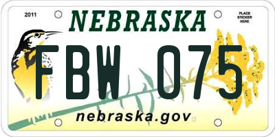NE license plate FBW075