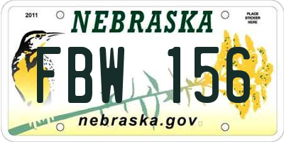 NE license plate FBW156