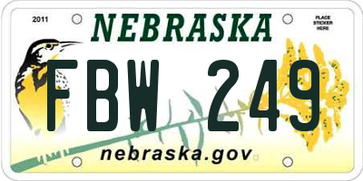 NE license plate FBW249