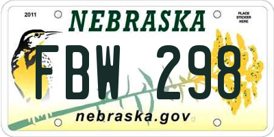 NE license plate FBW298