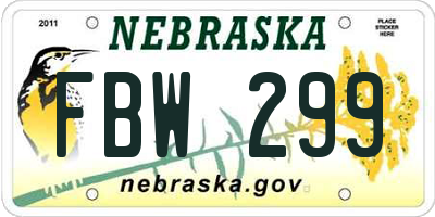 NE license plate FBW299