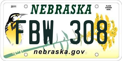 NE license plate FBW308