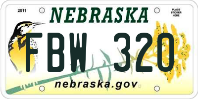 NE license plate FBW320