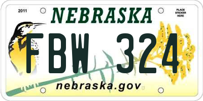 NE license plate FBW324