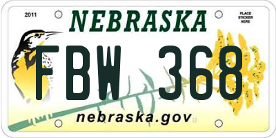NE license plate FBW368
