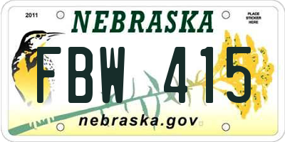 NE license plate FBW415