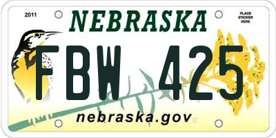 NE license plate FBW425