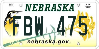 NE license plate FBW475