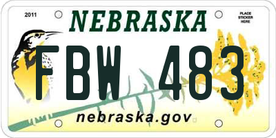 NE license plate FBW483