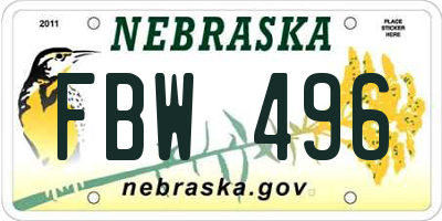 NE license plate FBW496