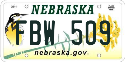 NE license plate FBW509