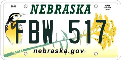 NE license plate FBW517