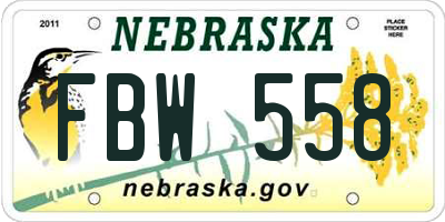 NE license plate FBW558