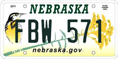 NE license plate FBW571