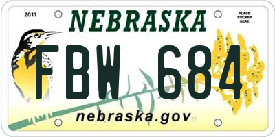 NE license plate FBW684