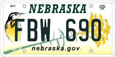 NE license plate FBW690