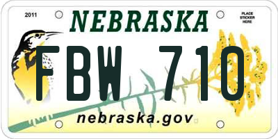 NE license plate FBW710