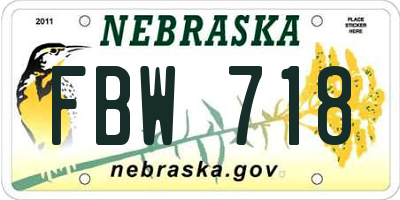 NE license plate FBW718