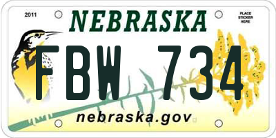 NE license plate FBW734