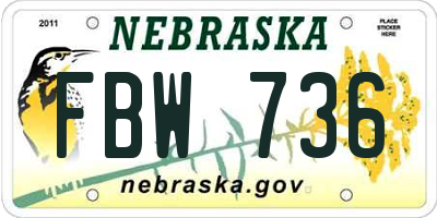 NE license plate FBW736