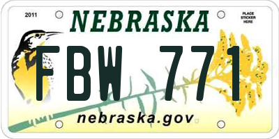 NE license plate FBW771